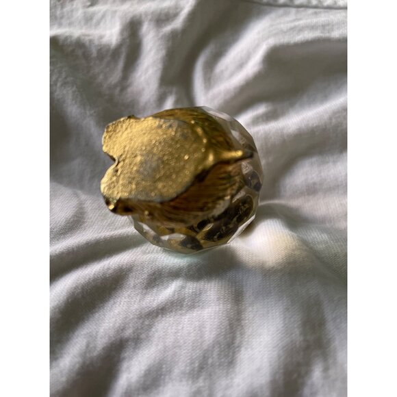 Vintage Gold & Crystal Elephant Figurine With Faceted Glass Body & Detailed Meta - Picture 6 of 13